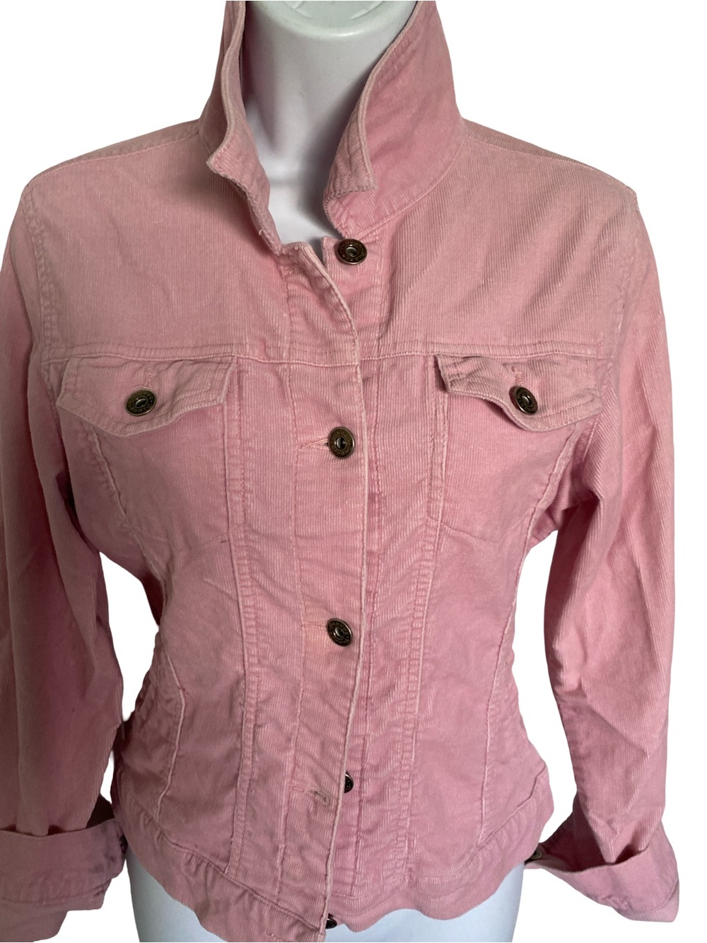 papaya Pink Denim Corduroy Jacket - Classic Button-Up-M made in USA , 90's